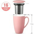 thumbnail image 2 of Cibeat Tea Infuser Cup with Lid 16oz 500ml Ceramic Tea Steeping Mug with Handle- Light Pink, 2 of 6