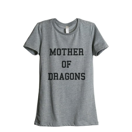 Thread Tank Mother of Dragons Women's Relaxed Crewneck T-Shirt Tee Heather Grey (Dragon Age Origins Best Tank)