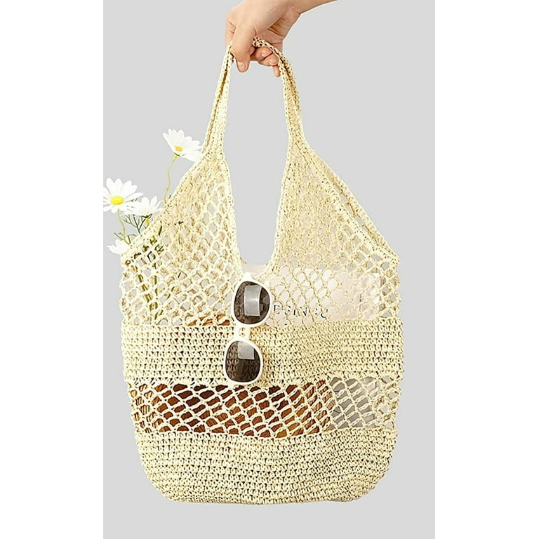 CoCopeaunts Summer Straw Bag, Women Beach Bag Large Woven Hobo