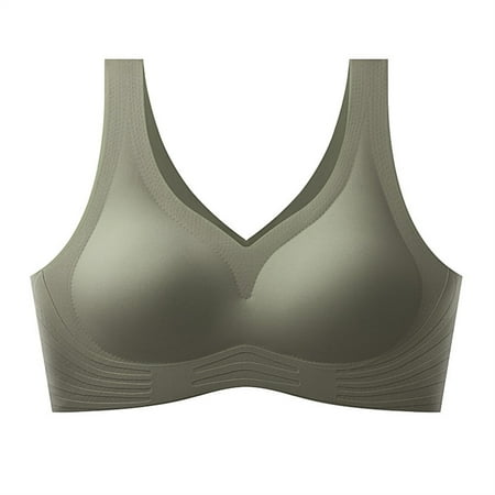 Bigersell Wireless Bras Clearance Women s Non-Underwire Seamless Supplementary Emulsion Solid Color Everyday Bra Balconette Bra Style F-585 Green L
