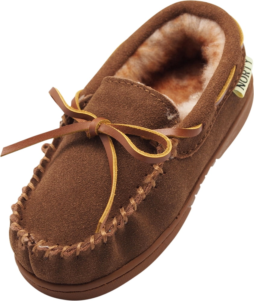 NORTY Toddler Little Kid Big Kid Fleece Buffalo Plaid Moccasin Slippers Runs 2 Sizes Small