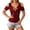 Brick Red, variant on Women's T-Shirts Ribbed Knit Cold-Shoulder Cutout Short Sleeve Tees Slim Fit Lace-Up Chain Detail Tshirts