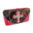 thumbnail image 4 of Deep Forest Camouflage Rhinestone Cross Purse / Wallet Set Hot Pink Trim, 4 of 6