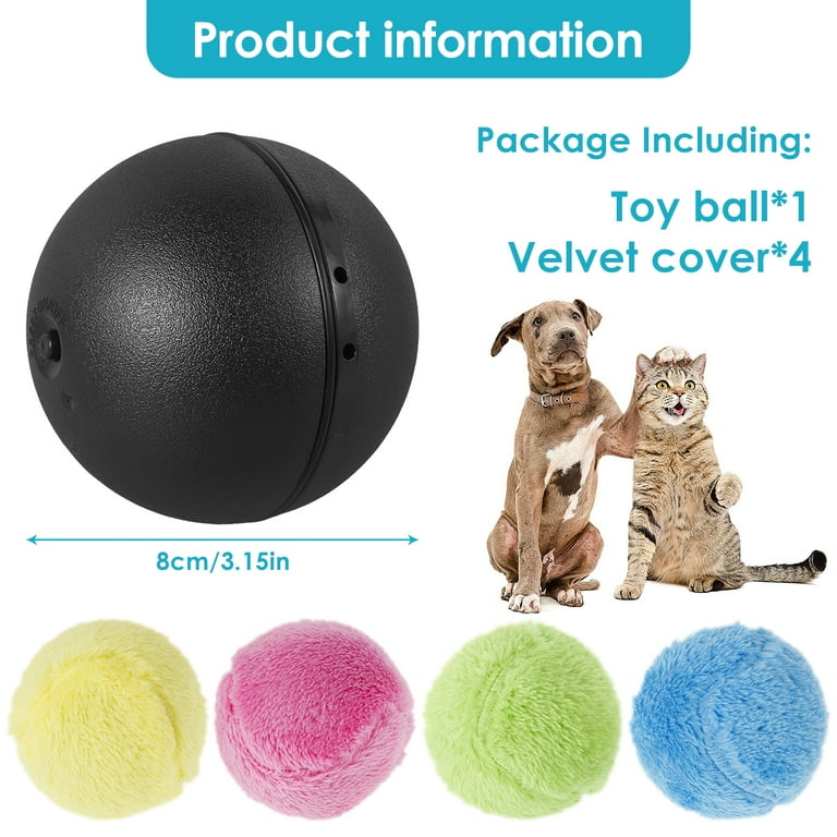 FUYGRCJ Automatic Rolling Ball Toy Magic Roller Ball Electric Pet Toy with 4 Ball Cover for Cats and Dogs