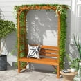 thumbnail image 2 of Outsunny Wooden Bench for 2 People for Vines/Climbing Plant, Brown, 2 of 10