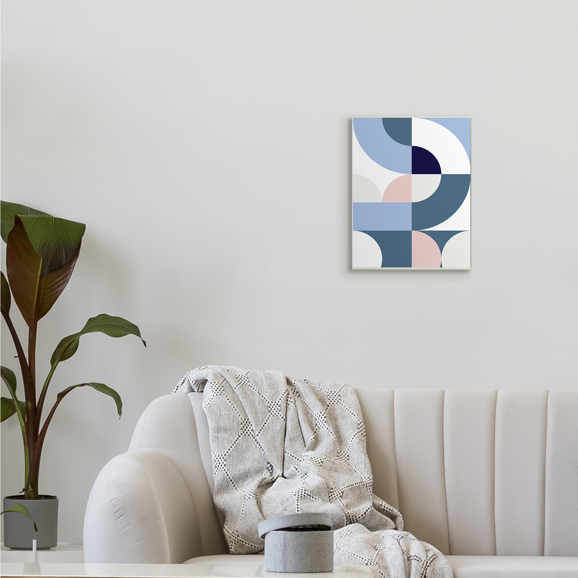 Stupell Industries Collage of Abstract Curves Blue Pink Beige,10 x 15,Designed by Seven Trees Design