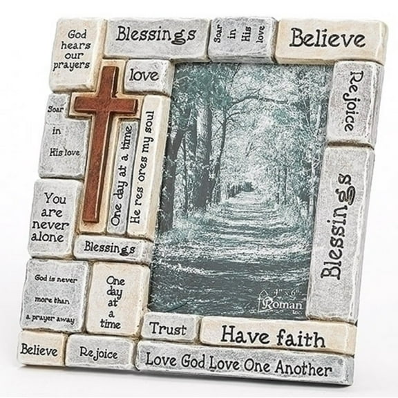 Faith-Filled Sentiments Crossword 8 x 8.25 Resin Stone Vertical Photo Frame