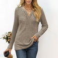 thumbnail image 2 of Annhoo Knitted Tops for Women Casual V Neck Long Sleeve Tunics Fall Lightweight Baggy Pullover Sweater, 2 of 6