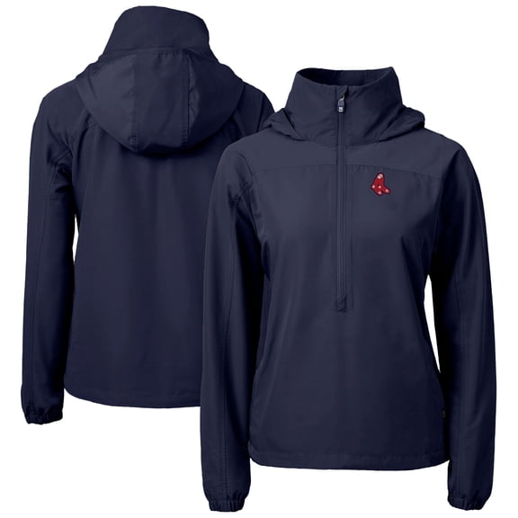 Women's Cutter & Buck Navy Boston Red Sox  Charter Eco Recycled Half-Zip Anorak Jacket