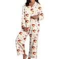 thumbnail image 3 of Christmas Pajamas 100% Cotton Womens Pajamas Set 2 Piece Soft Button-Down Xmas PJs Set Sleepwear Loungewear S-XXL, 3 of 6