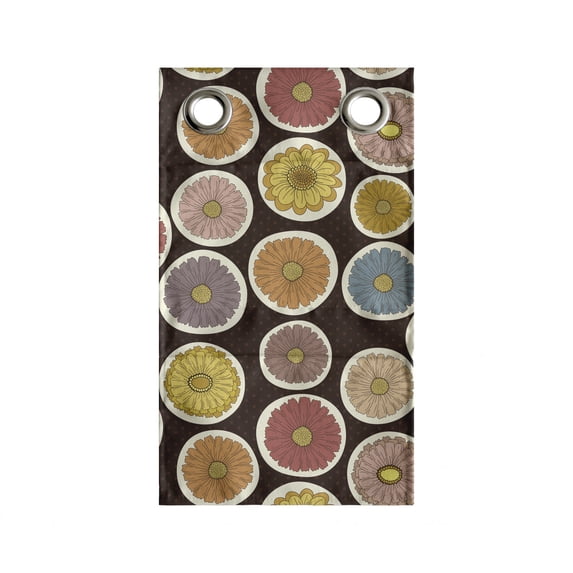 Floral Hanging Pocket Organizer, Hand Drawn Sunflowers in Circular Pattern, Printed Polyester Storage Bag with Pockets, 9" x 16", Dark Brown Multicolor