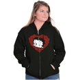 thumbnail image 4 of Betty Boop Heart Wink Blowing Kisses Zip Hoodie Sweatshirt Women Brisco Brands S, 4 of 6