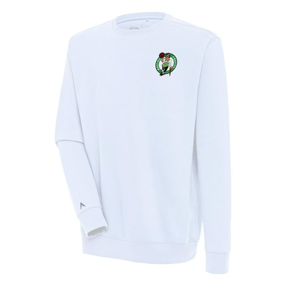 Men's Antigua  White Boston Celtics Victory Pullover Sweatshirt