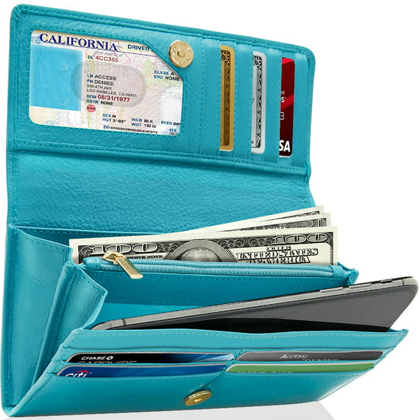 Genuine Leather Clutch Wallets For Women - Accordion Organizer Ladies Wallet  With Removable Checkbook Cover And Gift Box RFID Blocking - Walmart.com -  Walmart.com