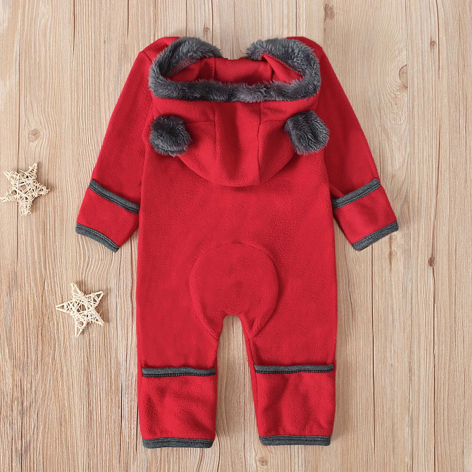 Fleece Baby Bodysuits Infant Onesie Kids Hooded One Piece Romper Outerwear Toddler Jacket Fleece Jacket Coat Zipper Jumpsuits Red,3 Years
