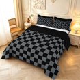 thumbnail image 2 of Manfei Checkered Art King Size Comforter Sets,Geometric Plaid Comforters King Size,Black Gray,Black Reversible,3 Pieces,1 Comforter and 2 Pillowcases,3 Pieces,1 Comforter and 2 Pillowcases, 2 of 7