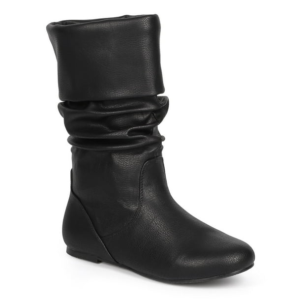 calf high boots flat