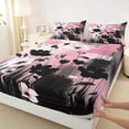 thumbnail image 3 of Homewish Black Pink Flowers 4 Pieces Queen Sheet Sets For Teens Boys Girls,Abstract Watercolor Artwork Ultra Soft Flat Sheet,Retro Vintage Queen Fitted Sheet,Luxury Bedroom Decor, 3 of 7