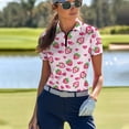 thumbnail image 4 of Whosucclay 1/4 Zip Sport Shirt, Strawberry and Heart Print Polyester Lightweight Easy Wash Golf Athletic Short Sleeve Shirt for Hiking Tennis Summer Size Small, 4 of 10