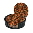 thumbnail image 3 of ORANGE MONARCH BUTTERFLY PATTERNED Coasters With Leather Holder Set Of 6 Round Coasters for Home and Kitchen Decor, 3 of 7