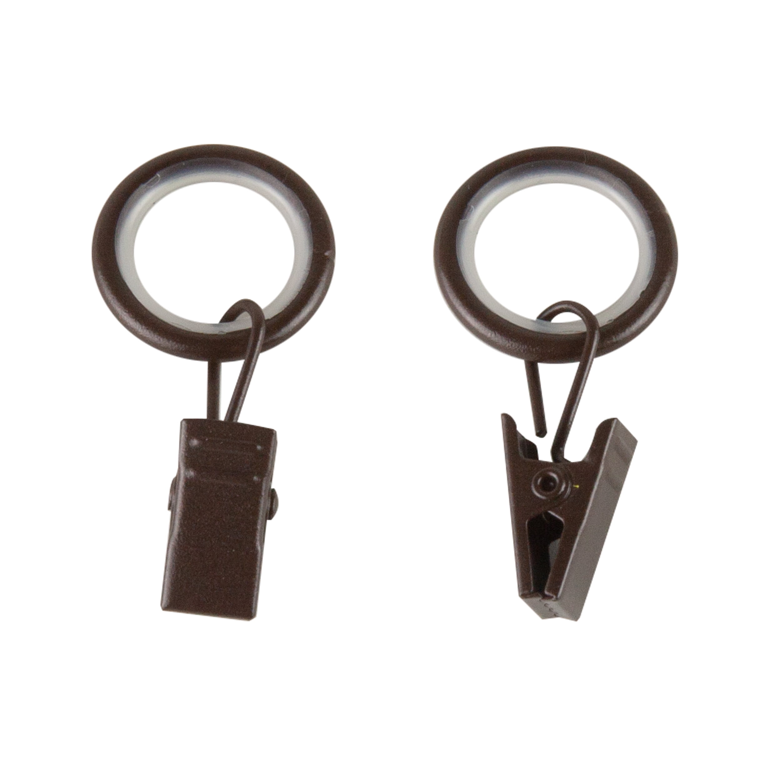 PlusCasa Noise-Canceling 9/16 inch Cocoa Curtain Rings with Clips (10 Count)