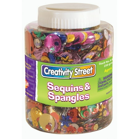 UPC: 0021196061293 | Creativity Street Plastic Reflective Assorted Shape Sequin and Spangle Shaker Jar Assorted Size Assorted Color 8-4/5 oz