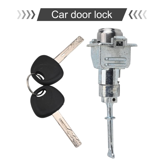 For KIA For Rio 819701WA00 81970-1WA00 car door lock cylinder with 2 keys. The lock cylinder is made of durable metal with a silver finish and includes two black-handled keys. Designed as a direct replacement for KIA Rio models from 2012 to 2017, it meets OEM specifications for performance and security. The compact design measures 13x5x5 cm, ensuring a precise fit for easy installation.