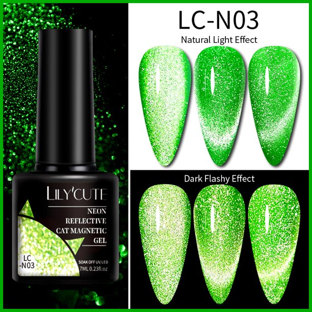 LILYCUTE 9D Rainbow Glitter Cat Esmalte de uñas en gel magnético Snowlight Semipermanente Soak Off Espumoso Esmalte de uñas Dengxun unisex