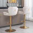 thumbnail image 3 of Beige White Velvet Swivel Bar Stools Set of 4 with Upholstered Back, 25-33 Inch Height Adjustable, Bar Chairs for Counter Height Bar Height Kitchen Island Pub (4 Pcs,Beige White), 3 of 11