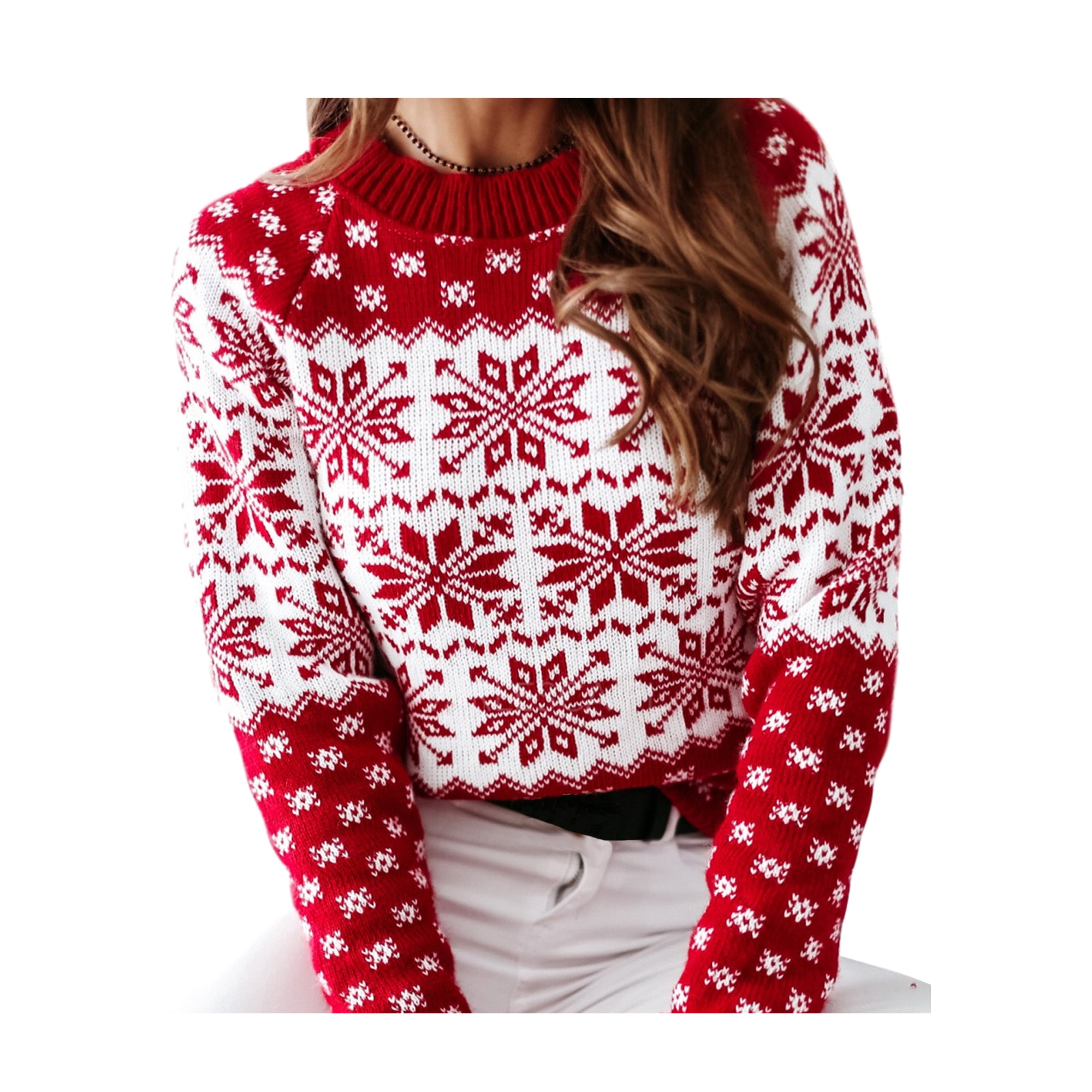 Lazybaby Women Ugly Christmas Tree Reindeer Holiday Knit Ski Sweater  Pullover - Walmart.com