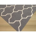 thumbnail image 2 of Handmade Wool Gray Transitional Trellis Reversible Modern Moroccan Kilim Rug, 2 of 3