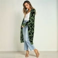 thumbnail image 4 of Women'S Cardigan Sweaters Leopard Long Sleeve Open Front Outwear Fall Winter Loose Knit Cheetah Long Cardigan Green L, 4 of 8