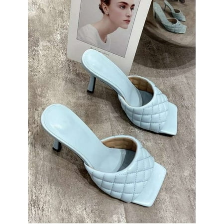 

ROASO Women s Square Toe Heels Heels Skyblue