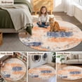 thumbnail image 5 of Orange Blue Round Area Rug 7 FT, Non Slip Living Room Area Carpet, Minimalist Smear Abstract Art Painting Washable Soft Circular Rug Non-Shedding Floor Carpet for Bedside Office Play Room Classroom, 5 of 9