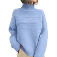 thumbnail image 1 of Suéter PRETTYGARDEN Cuello Alto Tejido Grueso Azul Claro Talle S, 1 of 6