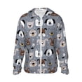thumbnail image 2 of Uemuo Cute Dog Faces Pattern Women's Full Zip UPF 50+ Sun Protection Hoodie Jacket Long Sleeve Sun Shirt Hiking Outdoor Performance with Pockets-Large, 2 of 9
