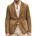 thumbnail image 5 of Men's Casual Suede Blazer, Slim-Fit Single-Breasted Winter Jacket, Khaki, L, 5 of 6