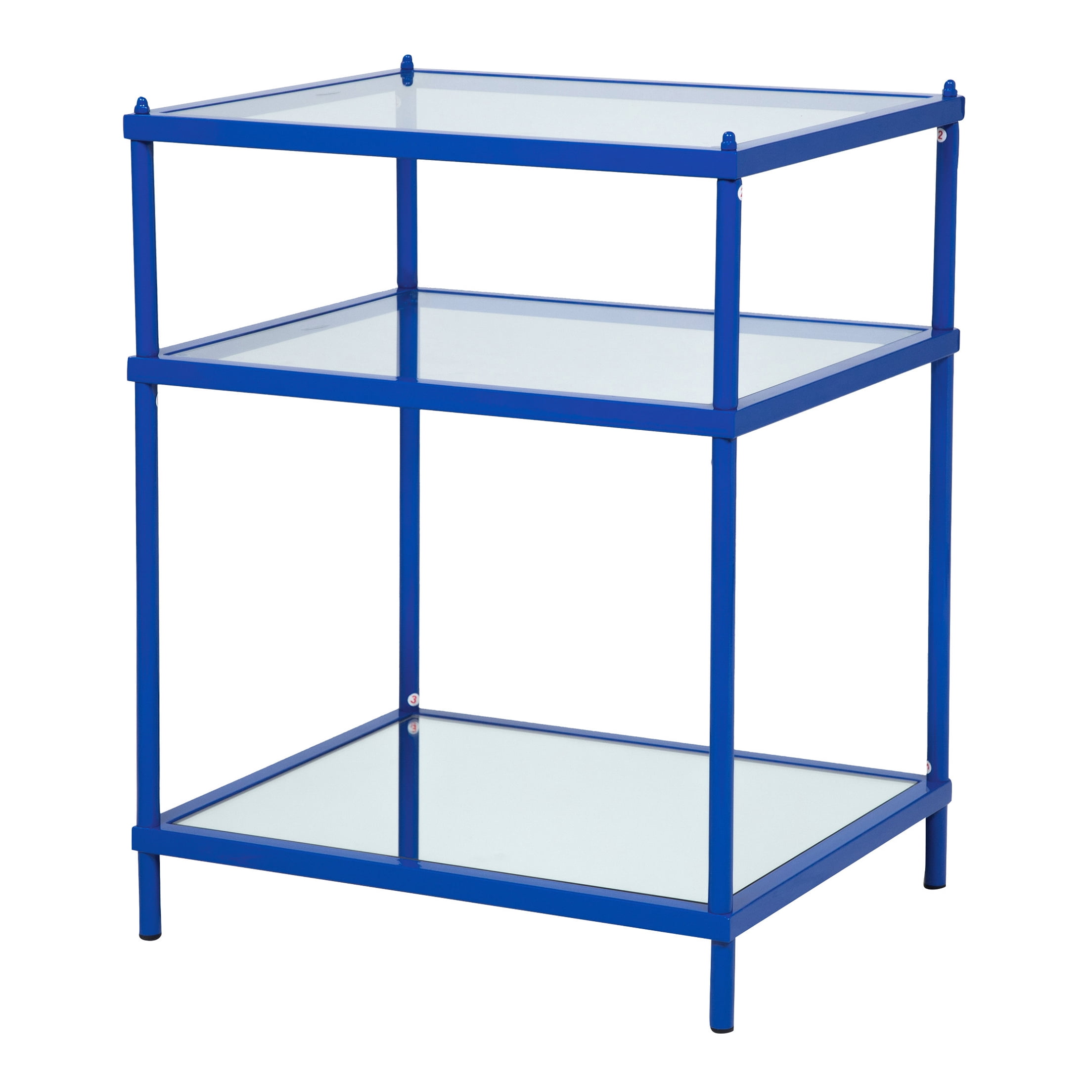 Furniture of America Tenne Glass Top Side Table, Blue
