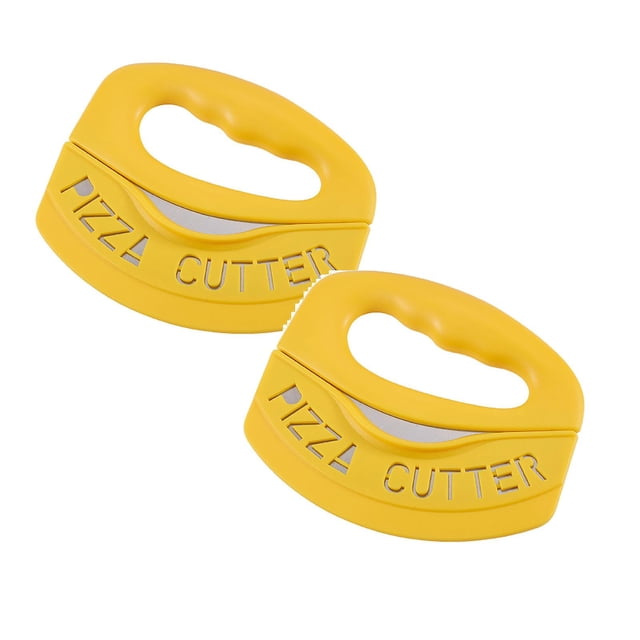 Oleegame 2PC Tomato Slicer And Lemon Slicer Stainless Steel Pizza Cuttera Semicircular Vibrator Multifunctional Pizza Cuttera Kitchen Tool Yellow