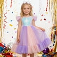 thumbnail image 2 of CUZIBR Girls Tutu Sequins Dress Ruffles Sleeveless Rainbow Glitter Tulle Long Dresses With Hairband Party Formal Gown Elegant Outfits,Pink,5-6 Years, 2 of 7