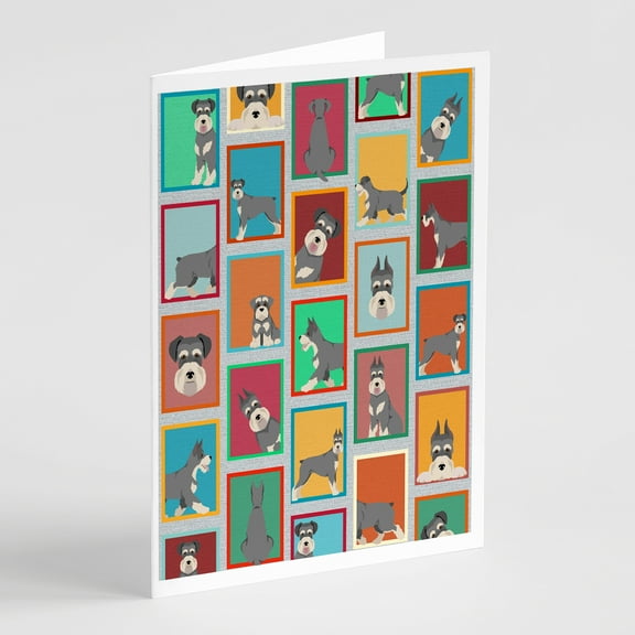 Lots of Schnauzer Greeting Cards and Envelopes Pack of 8 7 in x 5 in