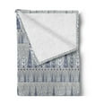 thumbnail image 2 of Winter Soft Flannel Fleece Blanket, Triangular Pine Fir Trees Horizontal Pattern Circles Modern Art Inspired, Cozy Plush for Indoor and Outdoor Use, 70" x 90", Taupe Slate Blue Sage, by Ambesonne, 2 of 5