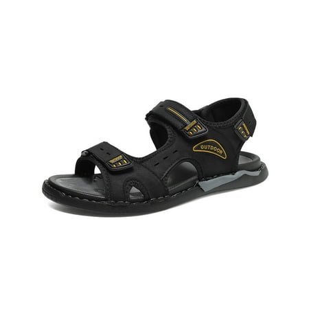 

UKAP Men Summer Leather Sandals Open Toe for Outdoor Hiking Walking Beach Sports Fisherman Strap Sandal