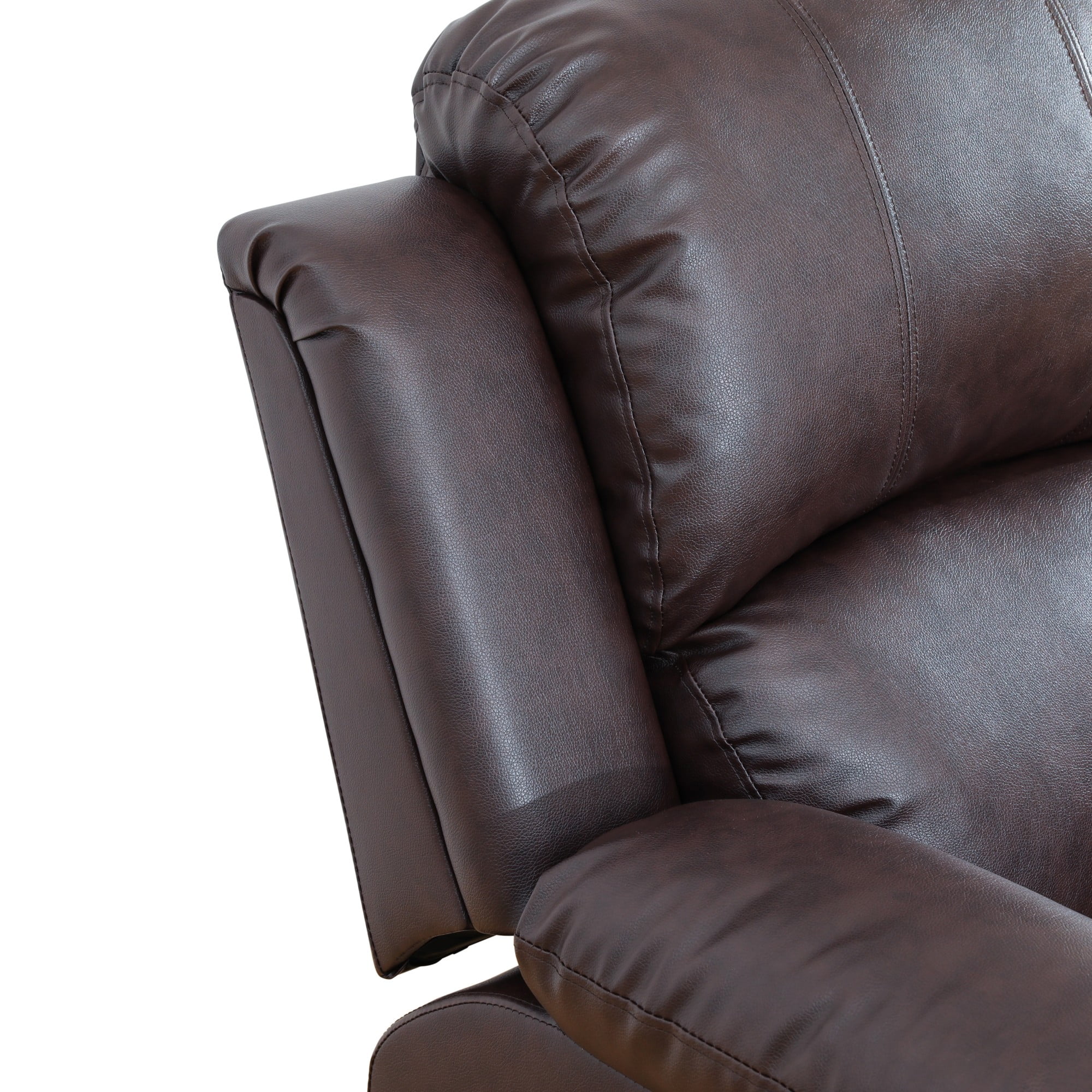 Gewnee Brown 3-Piece Living Room Recliner Sofa Set,Air Leather Upholstery