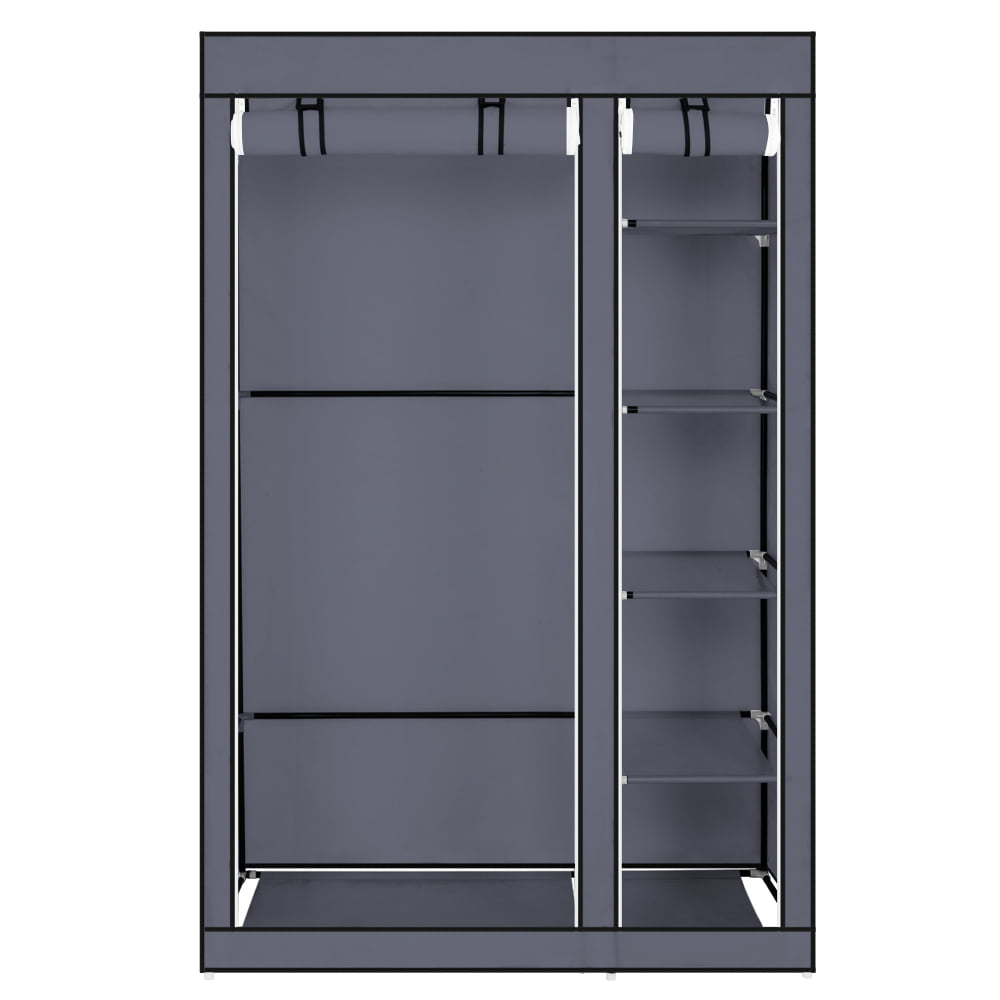 Details about   Heavy Duty Portable Wardrobe Closet Shelves Organizer Clothes Rack Storage Gray 