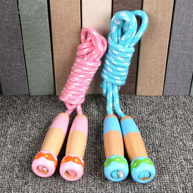 Cuerda para saltar para niños y adultos, paquete de 2, cuerda para saltar ajustable, mango de madera antideslizante, cuerda de algodón colorida, cuerda para saltar para niños y niñas, entrenamiento fí