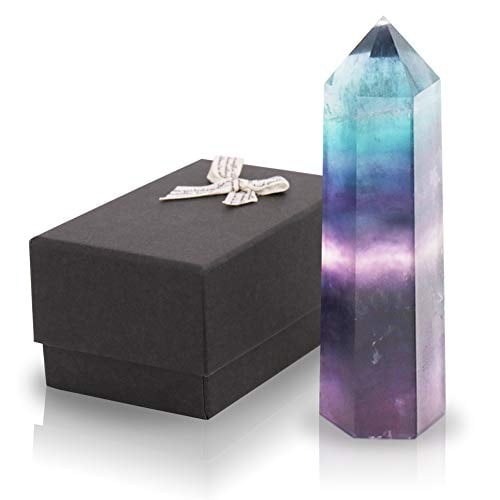 Natural Fluorite Crystal Fluorite Rainbow Quartz Healing Wand Stone Decor Gift 