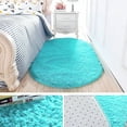 thumbnail image 2 of SAYFUT 31.4 x 64.9 inches Ultra Soft Fluffy Oval Area Rugs Shaggy Living Room Rug Solid Color Non-Slip Bedroom Bedside Rug Runners, 2 of 5