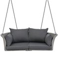 thumbnail image 2 of 51.9" 2-Person Hanging Seat, Modern Swing Chair with Wicker Braid, 4 Pillows and Cushion, Cozy Woven Swing Chair for Backyard, Porch, Garden, Gray, 2 of 9
