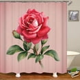 thumbnail image 4 of Red Rose Shower Curtain, Pink Floral Shower Curtain Set, Valentine Flower Shower Curtains for Bathroom, Waterproof Fabric with 12 Hooks, 72 x 72 Inches, 4 of 6